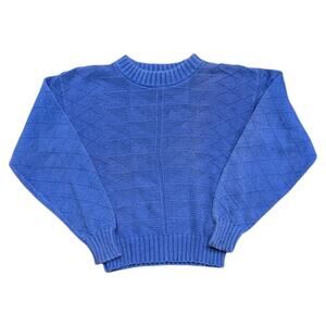 80s/90s Youth Royal Blue AOP Diamond Patterned Knit Sweater